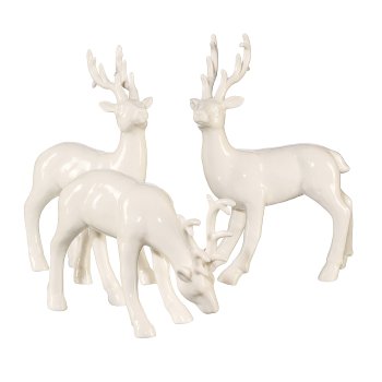 Porcelain Stag 3 assorted, 10x4.7x15cm/10.3x5.5x15.3 cm/11.8x4.8x8.7cm, White