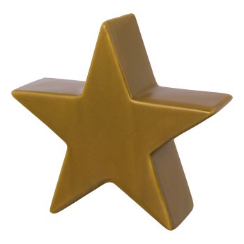 Decoration star, porcelain, 16x16x5cm, mustard