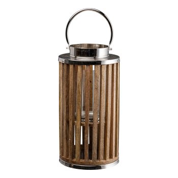 Wooden lantern ROYAL with metal handle, 20x20x40cm, natural