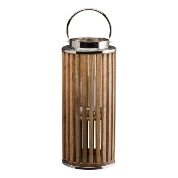 Wooden lantern ROYAL with metal handle, 23x23x55cm, natural