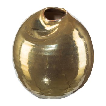 Ceramic Ball Vase Organic Pearl, 12x12,5cm, Caramel