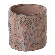 Ceramic Cachepot Leaf Decoration Paradiso, 11,5x11x11cm, Pink