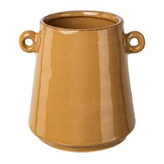 Ceramic vase with handles EMMA, 12,5x11,5x12,5cm, mustard