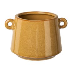 Ceramic planter with handles EMMA, 11x9x7cm, mustard