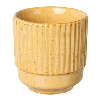 Ceramic planter grooved ROSARIO, 7,5x7,5x7,5cm, sand