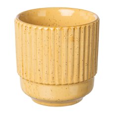 Ceramic planter grooved ROSARIO, 7,5x7,5x7,5cm, sand