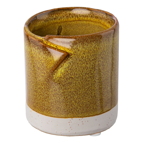 Keramik Übertopf PORTO, 8x8x7,5cm, Kunstpflanzen Kunstblumen, senf Großhandel & Deko GASPER - 