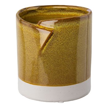 Keramik Übertopf PORTO, 12x11,5x10,5cm, senf