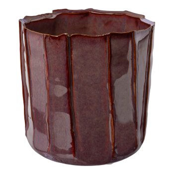 Ceramic planter LINUS, 14x13,5x13,5cm, wine red