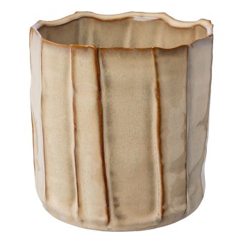 Ceramic planter LINUS, 14x13,5x13,5cm, caramel