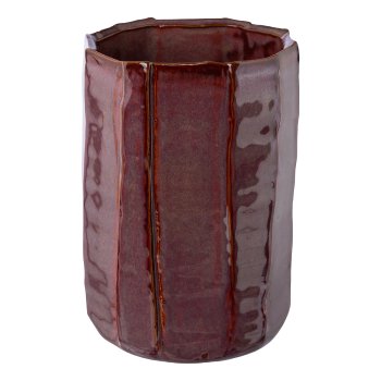 Keramik Vase LINUS, 16x11,5x11,5cm, weinrot