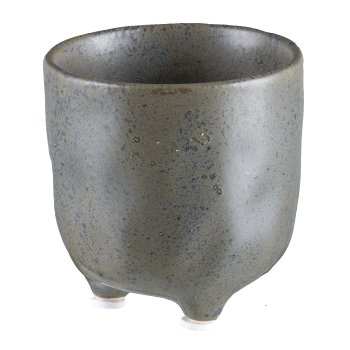 Keramik Übertopf m.Füßchen 7,5x7,5x7,5cm, Schlamm