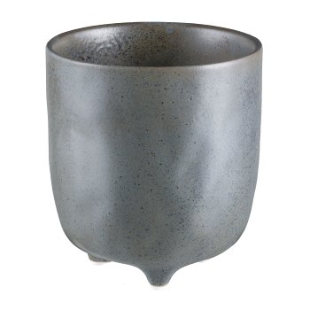 Keramik Übertopf m.Füßchen 13,5x13,5x14,5cm, Schlamm