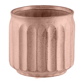 Ceramic cachepot, fluted 14.5x14.5x14cm, sandstone red