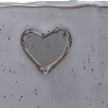 Keramikvase SWEETS, mit Herz Emblem, 16x8x8cm, weiß, Lepuro