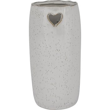 Keramikvase SWEETS, mit Herz Emblem, 16x8x8cm, weiß, Lepuro