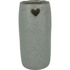 Keramikvase SWEETS, mit Herz Emblem, 16x8x8cm, jade, Lepuro
