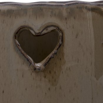 Keramikvase SWEETS, mit Herz Emblem, 16x8x8cm, hellbraun, Lepuro