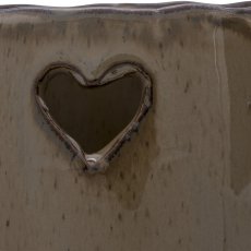 Keramikvase SWEETS, mit Herz Emblem, 16x8x8cm, hellbraun, Lepuro