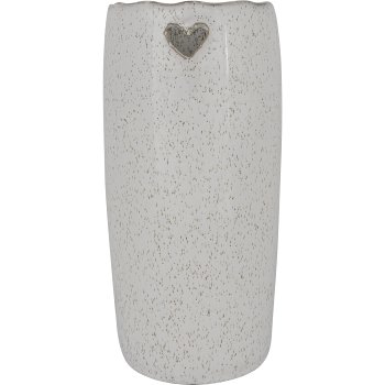 Ceramic vase SWEETS, with heart emblem, 24x12x12cm, white, Lepuro