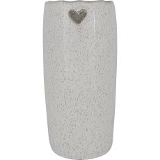 Keramikvase SWEETS, mit Herz Emblem, 24x12x12cm, weiß, Lepuro