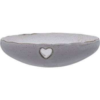 Ceramic bowl SWEETS, with heart emblem, 6.5x26x26cm, white, Lepuro