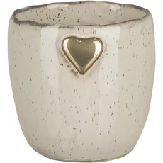 Keramik Übertopf SWEETS, mit Herz Emblem, 8x8x8,5cm, weiß, Lepuro