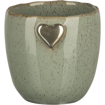 Keramik Übertopf SWEETS, mit Herz Emblem, 8x8x8,5cm, jade, Lepuro
