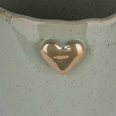 Ceramic planter SWEETS, with heart emblem, 12x12x12.5cm, jade, Lepuro
