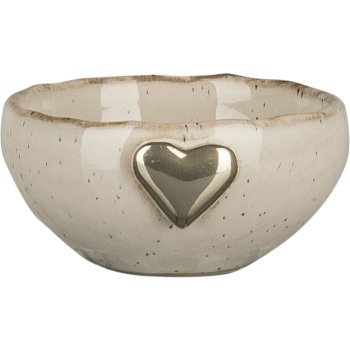 Ceramic bowl SWEETS, with heart emblem, 4x8x8.5cm, white, Lepuro