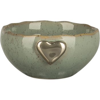Ceramic bowl SWEETS, with heart emblem, 4x8x8.5cm, jade, Lepuro