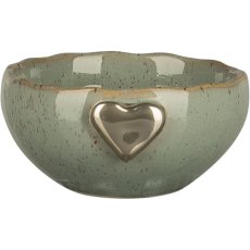 Ceramic bowl SWEETS, with heart emblem, 4x8x8.5cm, jade, Lepuro
