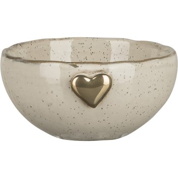 Ceramic bowl SWEETS, with heart emblem, 6x12x12.5cm, white, Lepuro