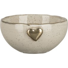 Ceramic bowl SWEETS, with heart emblem, 6x12x12.5cm, white, Lepuro