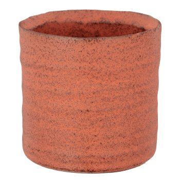 Keramikübertopf gerillt, 7,5x7,5x8cm, rost