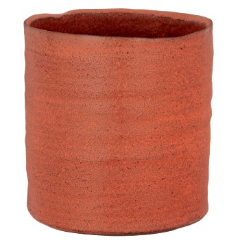 Keramikübertopf gerillt, 13x13x15cm, rost