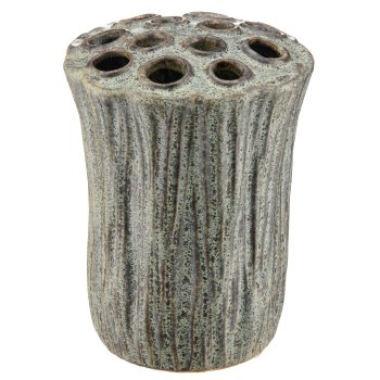 Ceramic plug-in vase WILD LOTUS, 15x15x21cm, dark green