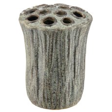 Ceramic plug-in vase WILD LOTUS, 15x15x21cm, dark green