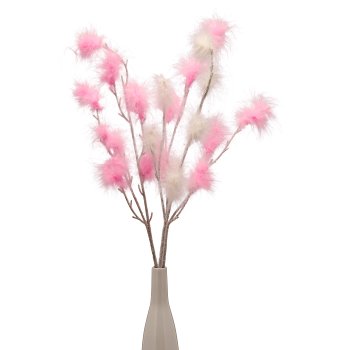 Keramikvase PLANICO, H 27cm, weiß + Federzweig rosa 2x + weiß 1x