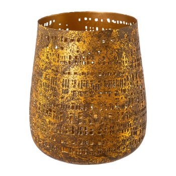 Metal lantern bulbous,ETIENNE, 10x12x13cm, brown