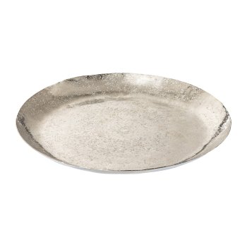 Metal Plate Round Stale, 23x23x2cm, Silver
