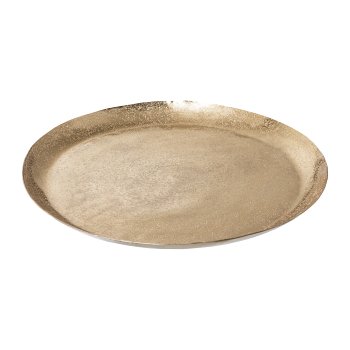 Metal Plate Round Stale, 39x39x3cm, champagne