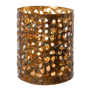 Metal lantern cylinder,MATTIA, 10x10x11cm, old gold