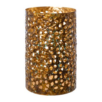 Metall Windlicht Zylinder MATTIA, 12x12x17cm, alt gold