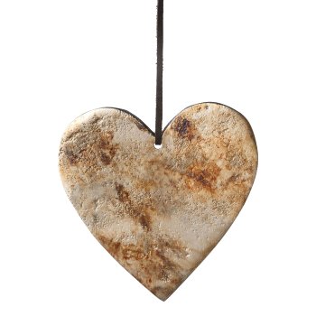 Cast aluminum pendant heart, 8cm, champagne