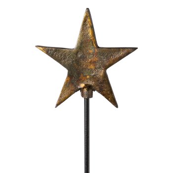 Cast aluminum stake star, 12cm/40cmStick, old gold