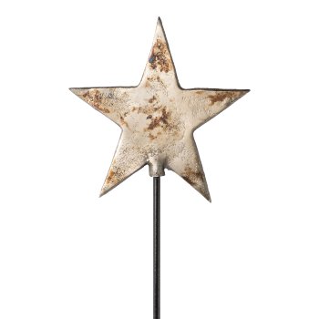 Cast aluminum stake star, 16cm/80cm stick, champagne