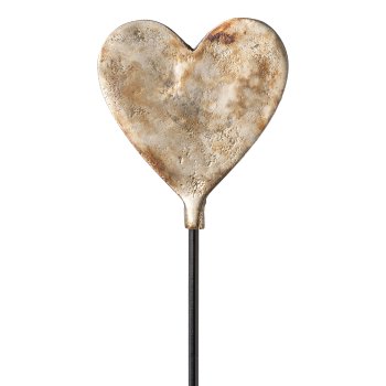 Cast aluminum stake heart, 12cm/40cm stick, champagne