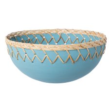 Metal bowl with sisal decoration NATURE, 27x27x11cm, aqua