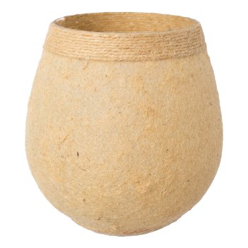 Glass jar with sisal rim CRUNCH, 13x18x18cm, light yellow